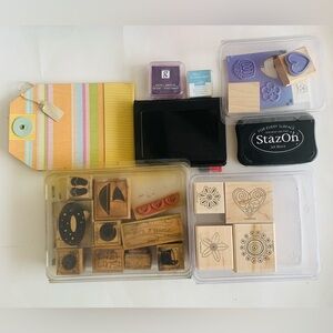 Lot of Stamping Supplies 3 Stampin Up Stamp Sets 4 ink Pads Practice Pad